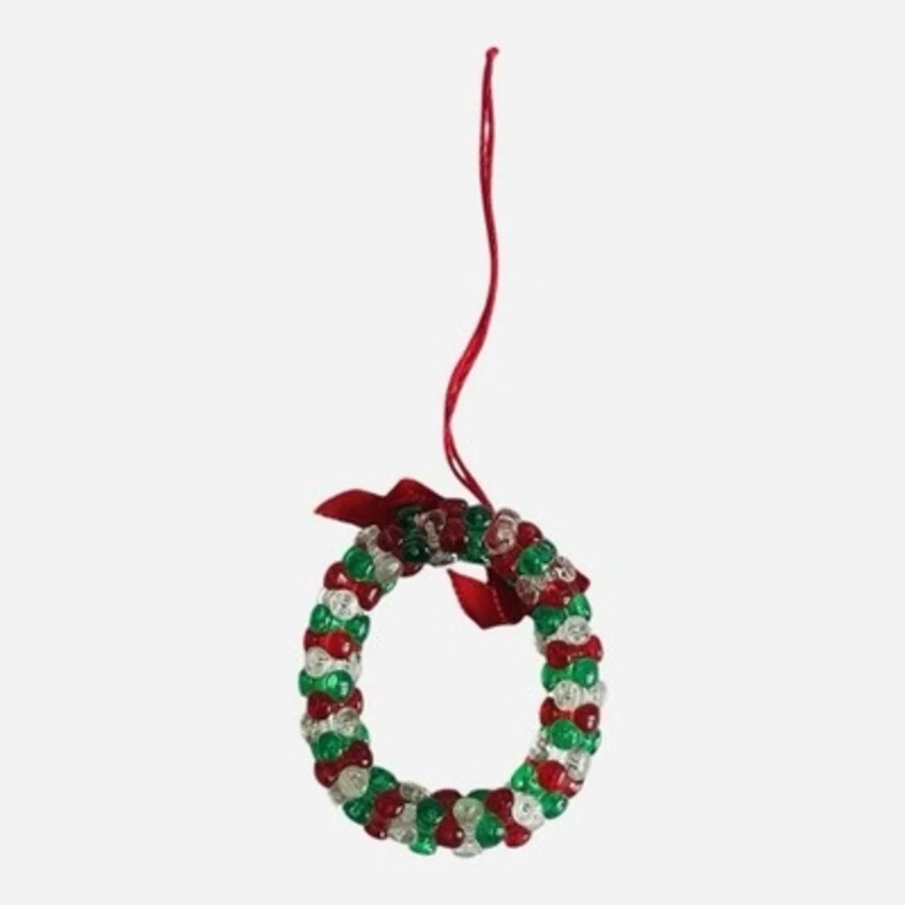 Ganz Cardinal Wreath Christmas Ornament Red Green Acrylic Beads 2